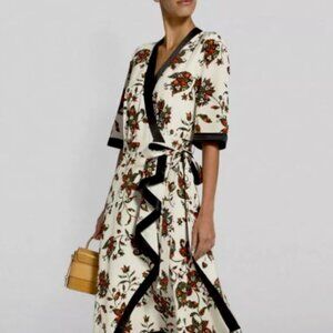 NWOT Tory Burch New Ivory Sacred Floral Silk Printed Wrap Dress XS $798